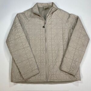Cabelas Quilted Jacket Beige Geometric Pattern Full Zip Lightweight Women's‎ M